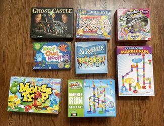 Kids Games Huge Lot Mouse Trap Marble Run Scrabble Shopkins Hoot Owl Childrens Board Games
