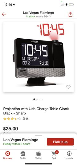 Projection With USB Charge Table Clock - Black