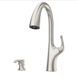 Pfister Deming Pull-Down Kitchen Faucet With Soap Dispenser Stainless Steel