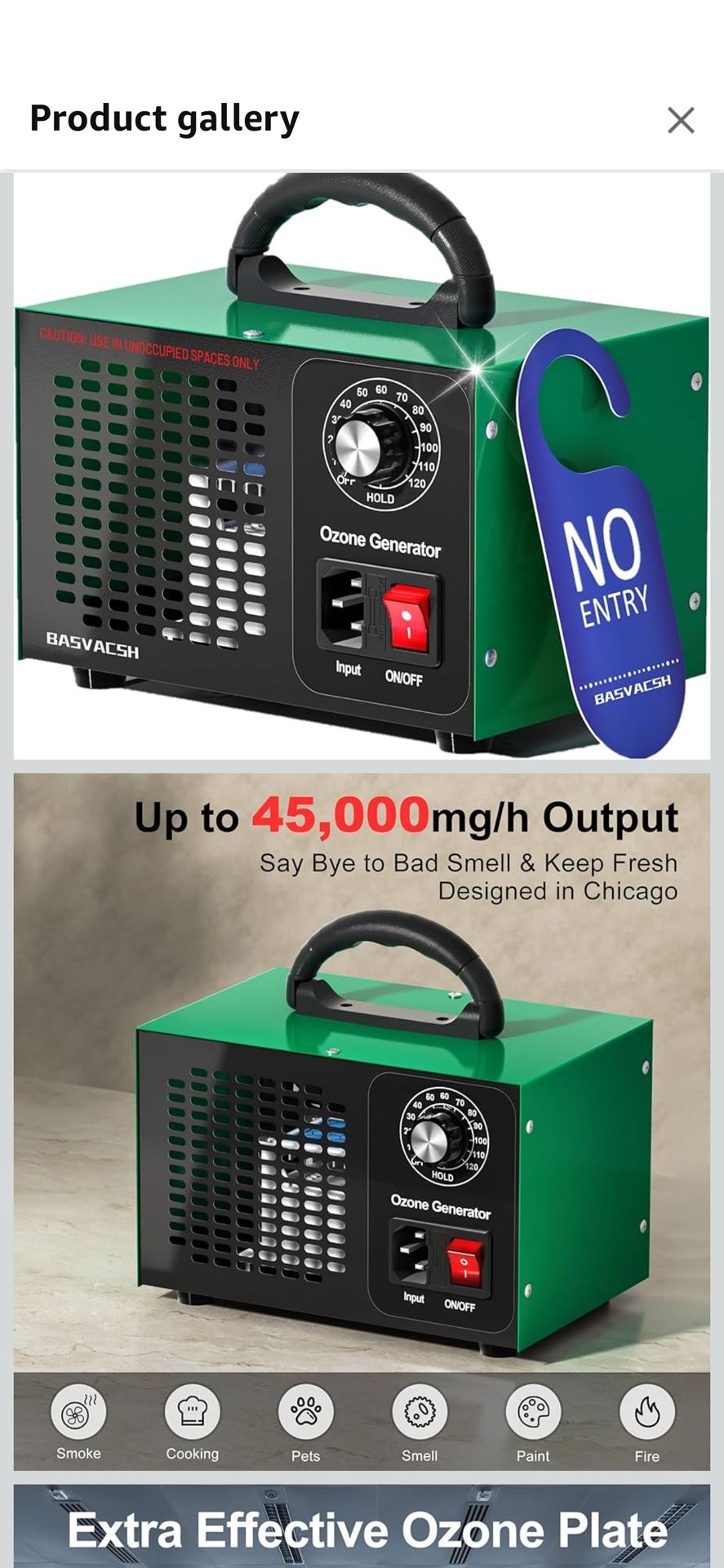 Ozone Generator 45,000mg/h, Industrial O3 Deodorizer for Areas of 2500 Square Feet - High Capacity Ozone Machine Air Ionizer Odor Clean