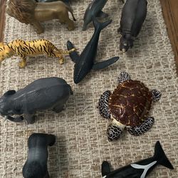Collection of safari and sea life plastic animals