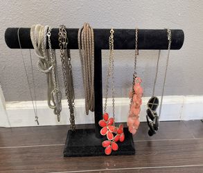 Necklaces And Black Velvet Holder