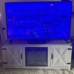 Farmhouse 58" Electric Fireplace TV Stand - Grey Wash
