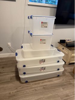 Lot of 6 Storage Totes – Underbed + Watertight – Great Condition