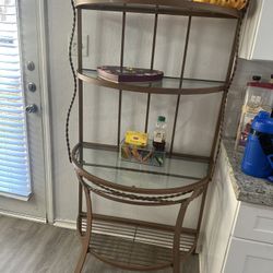 Decorative Metal & Glass Shelf – 4 Tiers