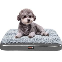 Fluffy Dog Bed for Small Dogs Bottom Anti-Slip, Upper with PP-Padding Washable,Dog Crate Kennel Pad Mat,Plush Soft Pet Beds Memory Foam Padded with Wa
