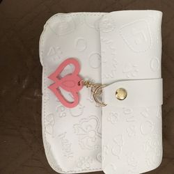 New White Purse With Pink Hearts On Front 