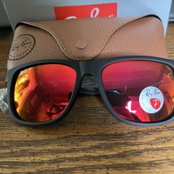 Ray Ban Justin’s with Polarized Res Mirror Lenses and Black Frame.  Brand New. 
