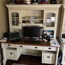 Desk And File Cabinet With Hutch. 