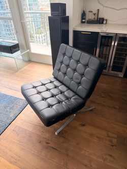 Black Barcelona-Style Accent Chair – Project / Reupholstery