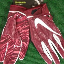Brand New Nike Superbad Football Gloves Maroon White Men Size 2XL 