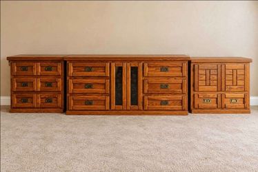 4-Piece Solid Wood Furniture Set – TV Stand, Dresser & Matching Cabinets