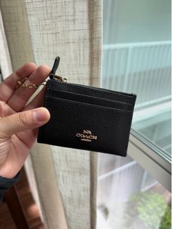 Coach black mini cardholder with chain strap