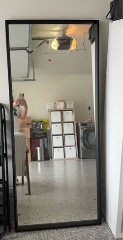 Large Full-Length Floor Mirror Black Frame