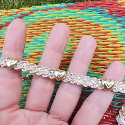 .925 Silver And 14k Gold Bracelet See Stamps.