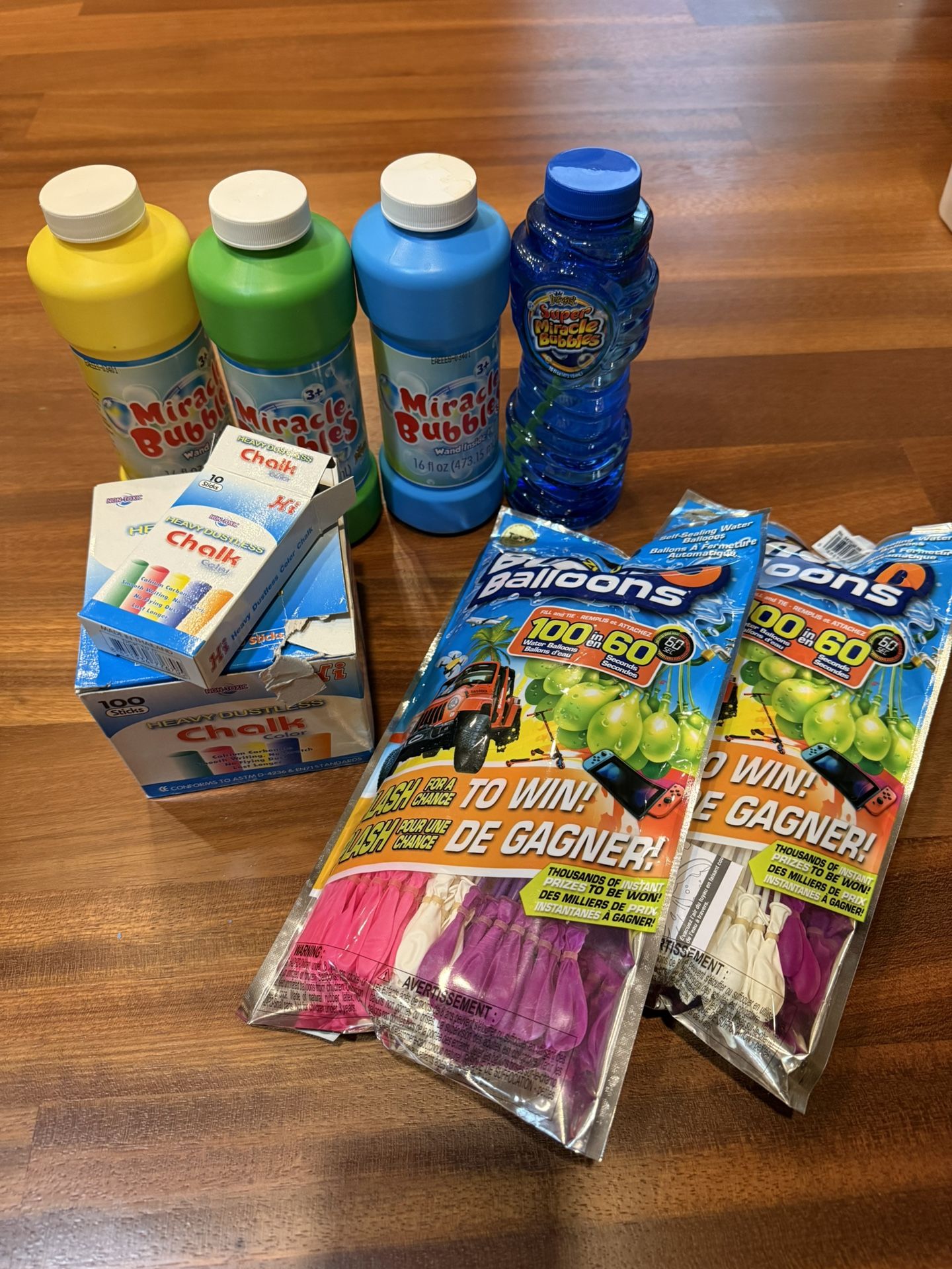 Summer Kids Outdoor Bundle Bubbles Water Balloons Chalk
