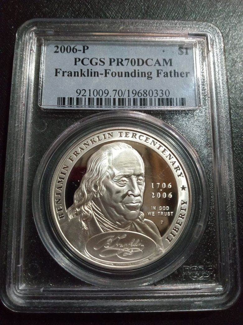 2006-P PCGS PR70DCAM Franklin Founding Father Silver Dollar Coin 
