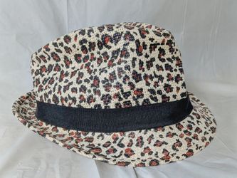 Scala Pronto Women's Animal Print Leopard Paper Straw Trilby Hat OSFA Fedora Hat