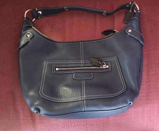 Authentic Coach Navy Blue Leather Purse