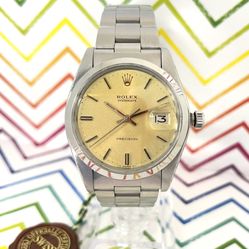 Authentic Rolex 6694 Oysterdate Champagne Dial Steel Original Box Green Hang Tag