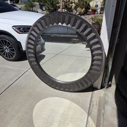4ft Round Brown Mirror 