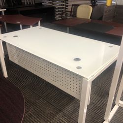 White Glass Desk 66” Commercial  Grade 1/2 Inch Glass 
