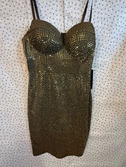 Black Gold Sparkle Mini Dress Size Large