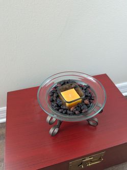 Glass Potpourri Holder with Candle Holder Inset