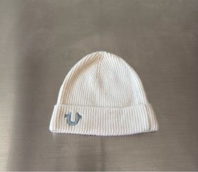True Religion Ribbed Knit Beanie Cream Skully