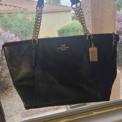 Coach Black Ava Chain Tote 