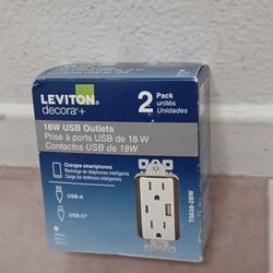 Leviton - 18W USB OUTLETS -T5638-2BW -2 PACK - NEW IN BOX