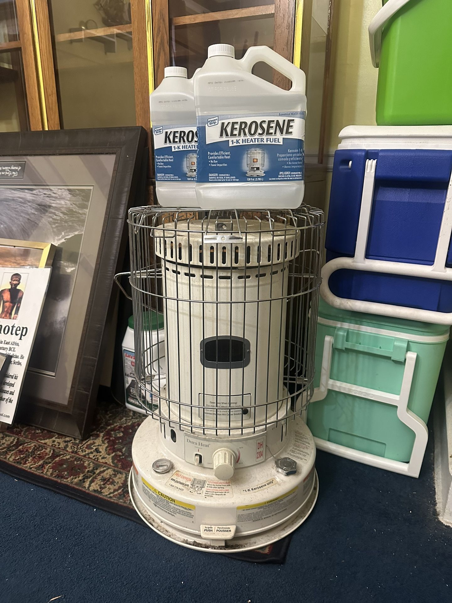 Kerosene Heater & Kerosene - 2 Bottles