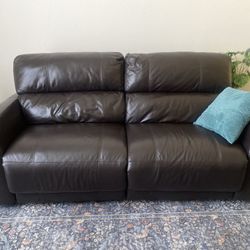 Dark Brown Leather Power Recliner Sofa – Great Condition