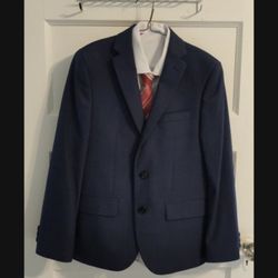 Boy's Dark Blue Ralph Lauren Suit With White Shirt And Tie