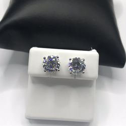 925 Sterling Silver 4.00CT MOISSANITE Screw Back Unisex Stud Earrings 