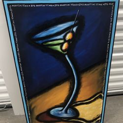 Modern Art, Original Oil on Board, MARTINI TIME, Signed Large Centerpiece
