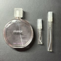 Chanel Chance EAU TENDRE Perfume Sample 5 ML & 10 ML Glass Spray 
