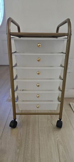 ​Gold 6-Drawer Rolling Storage Cart - Organization/Crafts