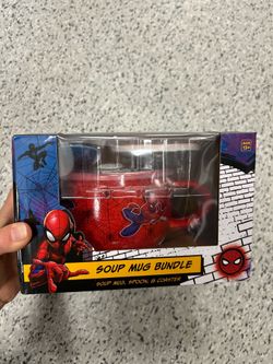 NWT Licensed Spider-Man Soup Mug Bundle with Spoon & Coaster