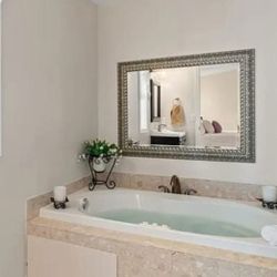 Silver Framed Beveled Mirror 45x37 