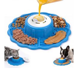 Slow Feeder Dog Bowls with Lick Mat & Rolling Lick Ball, Enrichment Toys 10oz. 3-in-1 Feeder. Leak-proof, Non-slip. Interactive Play. Slow eating. Liq