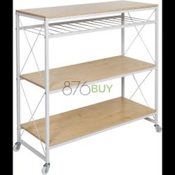 Honey-Can-Do Rolling Kitchen Island, White/Oak SHF-09512 White