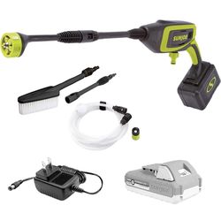 Sun Joe 24V-PP350-LTE-P1 24-Volt IONMAX Power Cleaner Kit, W/ 2.0-Ah Battery + Charger, Water Siphon Hose, Utility Brush, and more, Portable Cleaning 