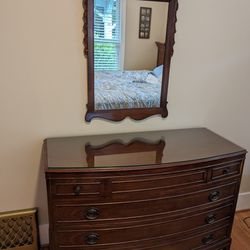 Wood Dresser with Matching Wall Mirror