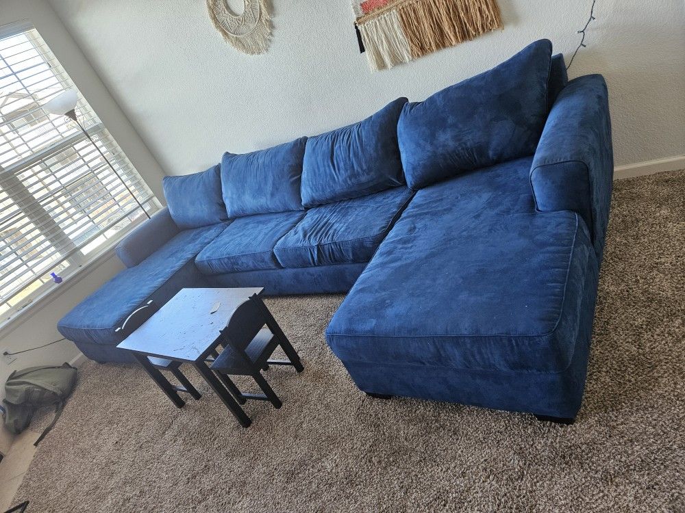 Large Royal Blue U- Shaped Sectional Couch