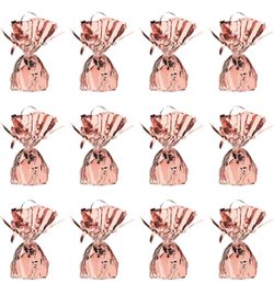 Metallic Wrapped Balloon Weight Rose Gold Balloon Centerpiece Bouquet Holders 12pk