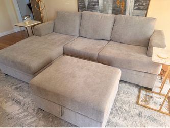 Sectional Sofa with Reversible Chaise plus Ottoman with Storage!