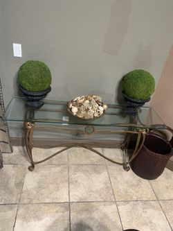 Elegant Gold Wrought Iron Foyer Table