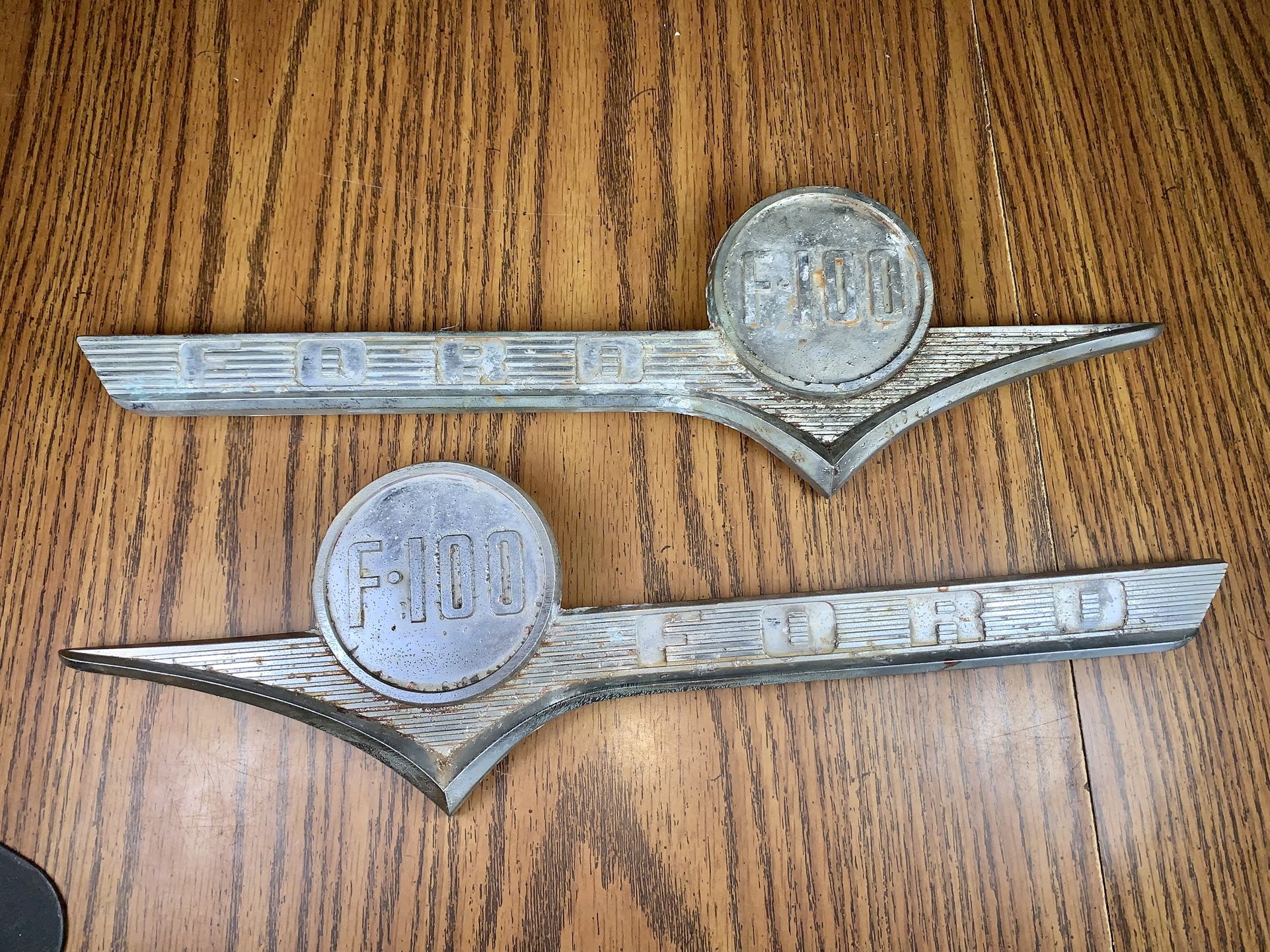 Vintage 1955-56 Ford F-100 Hood Side Emblem #16720 #16721 Truck F100 OEM Parts
