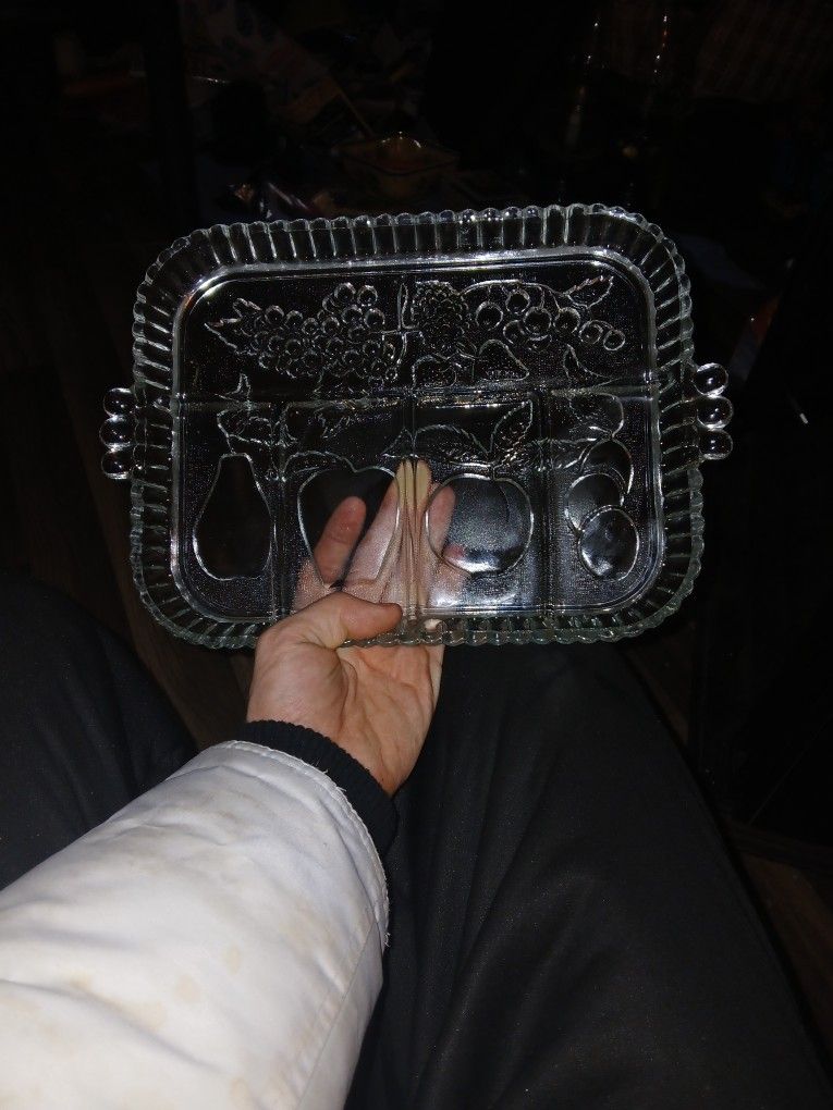 Vintage Indian Glass Serving Tray